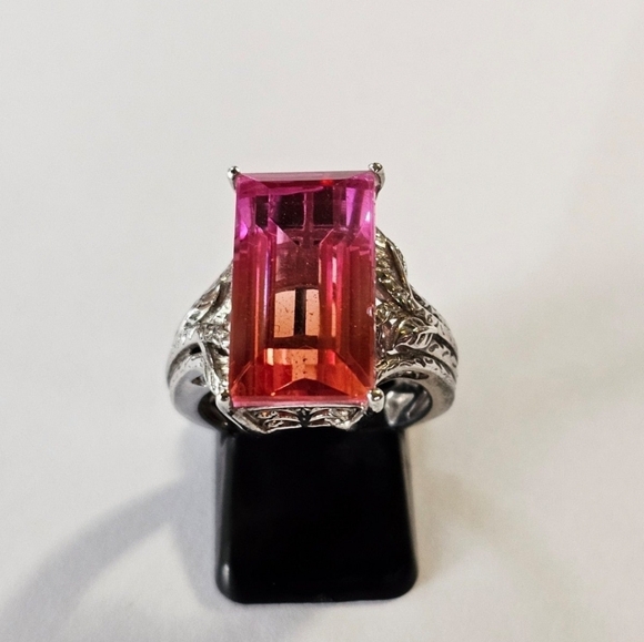 Genuine Sunset Quartz Ring Platinum over Sterling Silver Size 6! - Picture 5 of 6